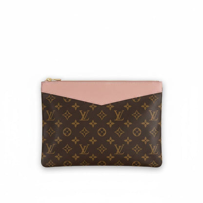 👜 Louis Vuitton Inspired Monogram Clutch – Pink Trim Edition