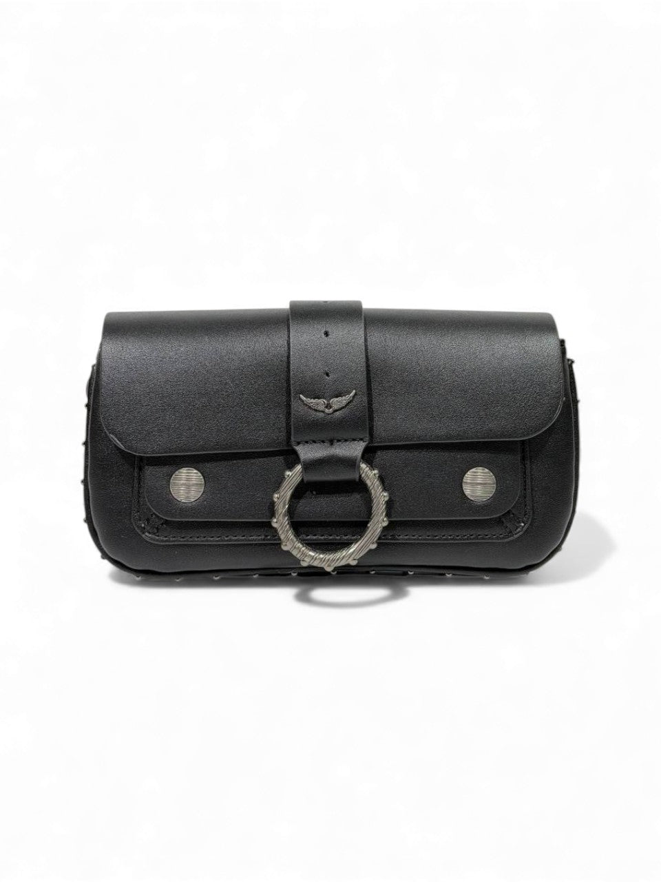 ✨ Zadig & Voltaire Rock Biker Mini Clutch – Black Leather ✨