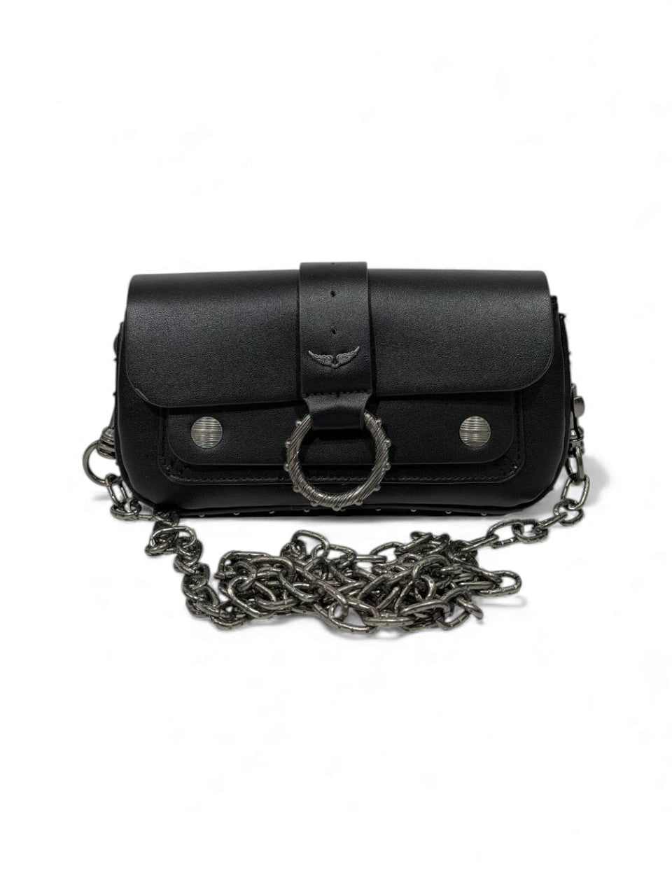 ✨ Zadig & Voltaire Rock Biker Mini Clutch – Black Leather ✨