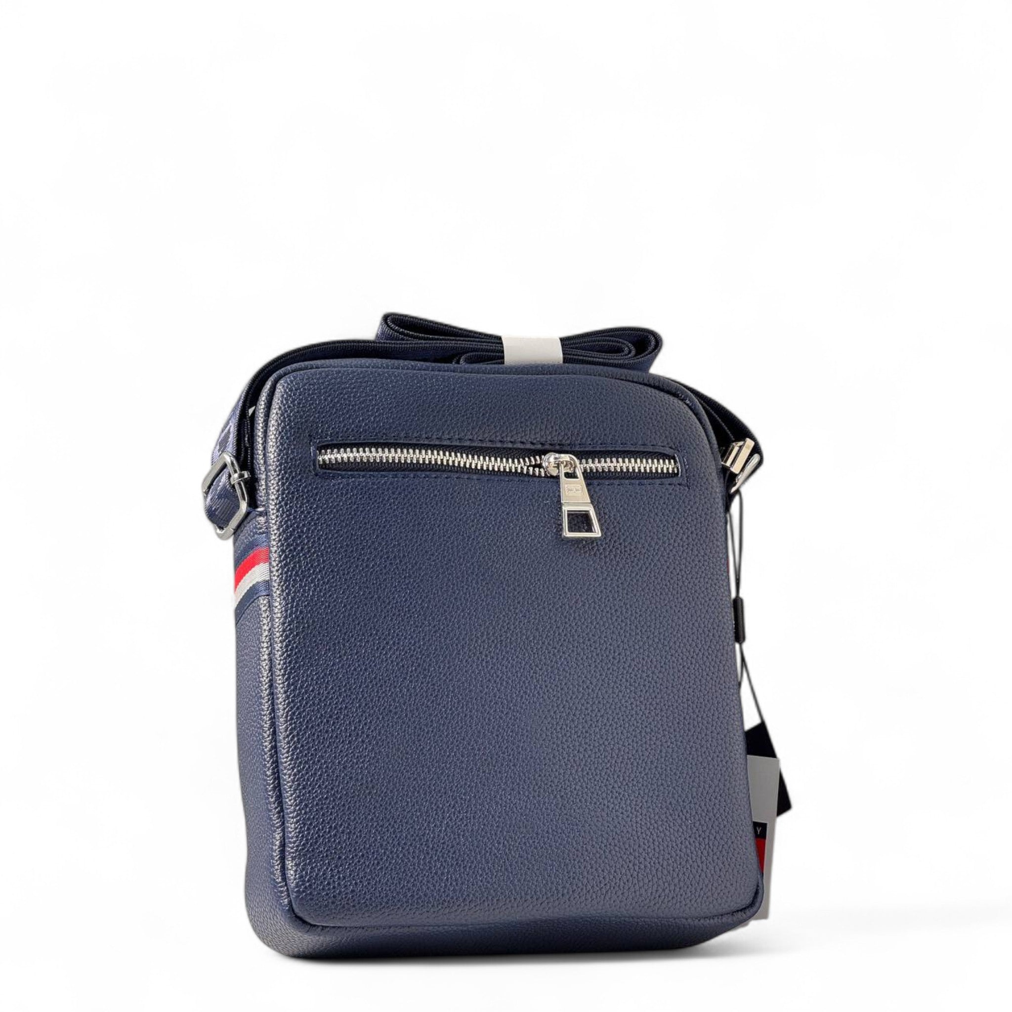 Tommy Hilfiger Navy Crossbody Bag 💼 | Pebbled Texture with Brown Accent