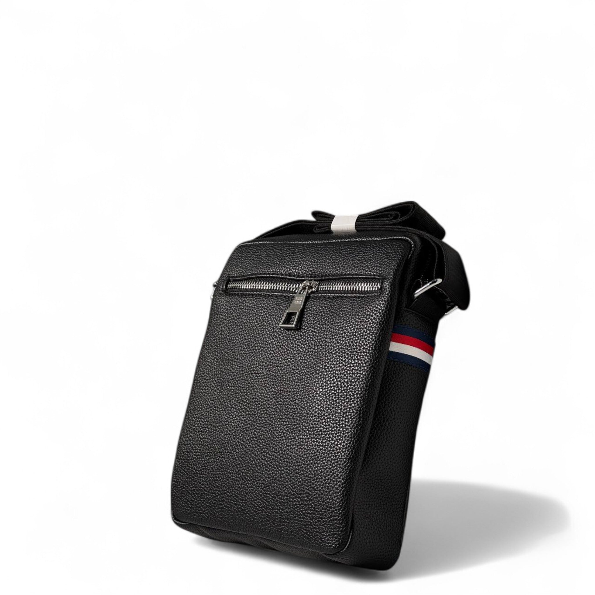 Tommy Hilfiger Black Crossbody Bag 🖤 | Pebbled Leather with Brown Detail