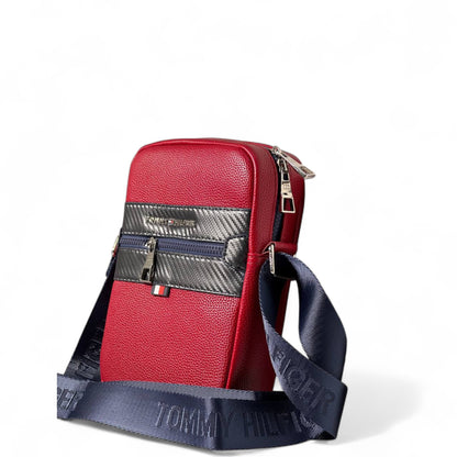 Tommy Hilfiger Red Crossbody Bag 🔴 | Carbon Accent & Logo Strap