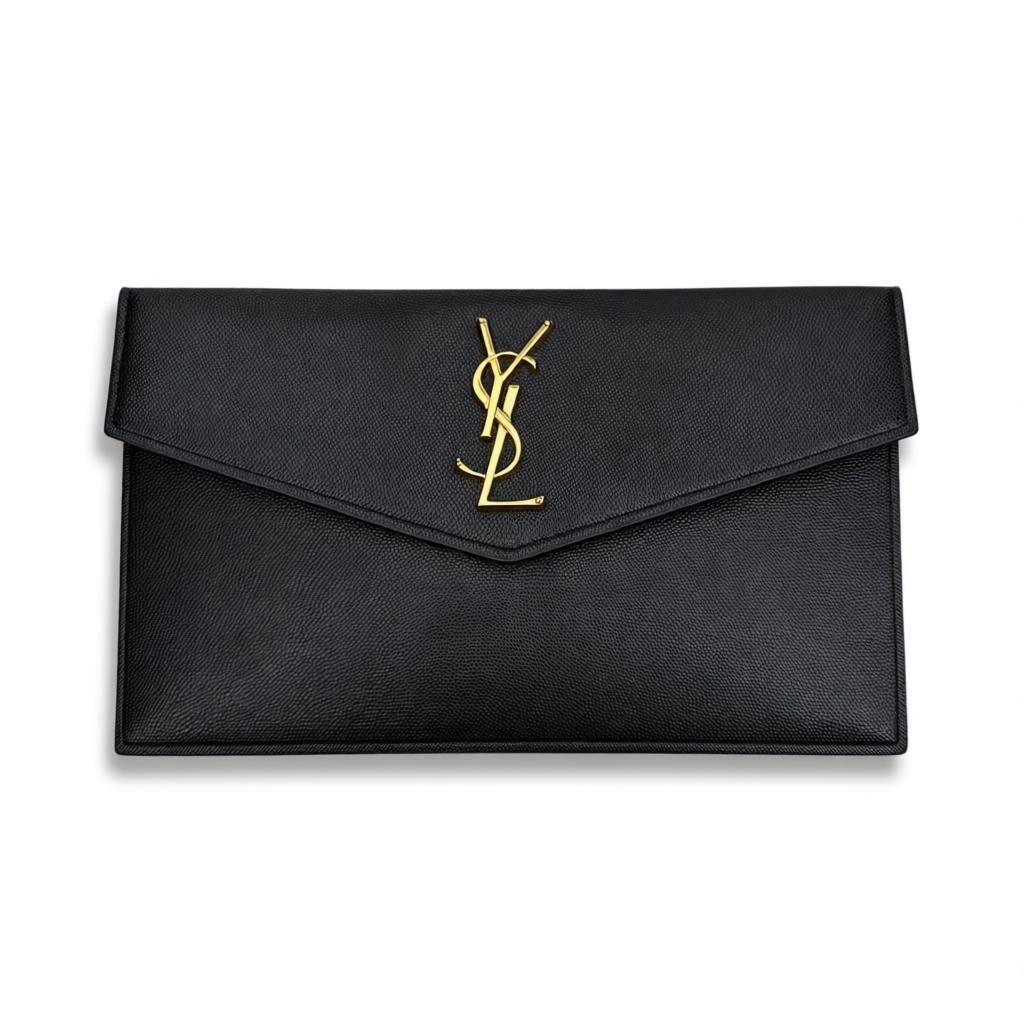 Saint Laurent YSL Kate Envelope Clutch – Black & Gold 🖤✨ | Luxury Evening Bag