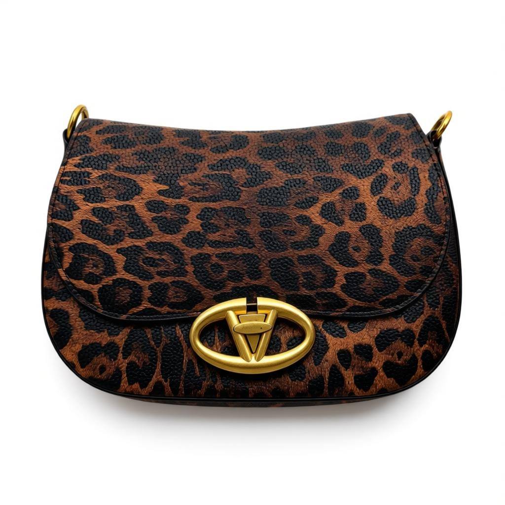 Valentino VLogo Leopard Shoulder Bag – Gold Hardware 🐆✨ | Luxury Statement Bag