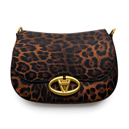 Valentino VLogo Leopard Shoulder Bag – Gold Hardware 🐆✨ | Luxury Statement Bag