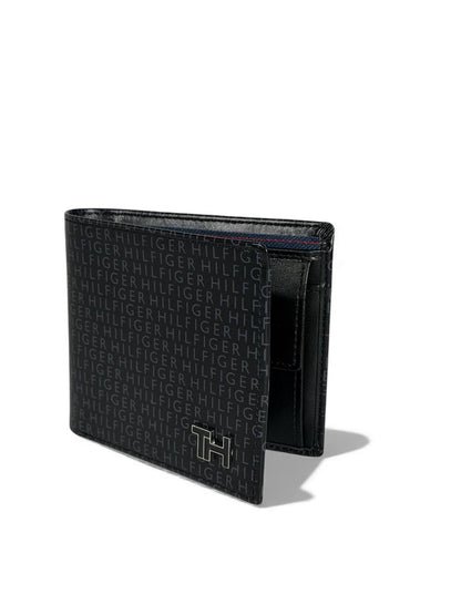 Tommy Hilfiger Black Monogram Bifold Wallet – Premium Leather 🖤✨