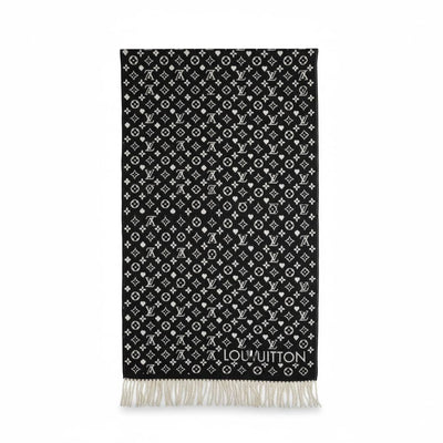🖤 Louis Vuitton Monogram Reversible Wool Scarf – Black & Grey