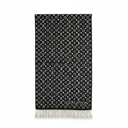 🖤 Louis Vuitton Monogram Reversible Wool Scarf – Black & Grey
