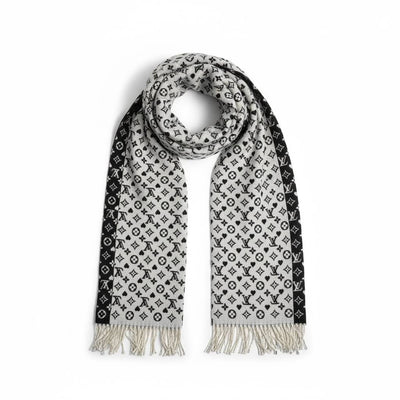 🖤 Louis Vuitton Monogram Reversible Wool Scarf – Black & Grey
