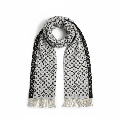🖤 Louis Vuitton Monogram Reversible Wool Scarf – Black & Grey