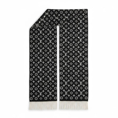 🖤 Louis Vuitton Monogram Reversible Wool Scarf – Black & Grey