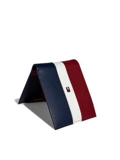 Tommy Hilfiger Tricolor Leather Wallet – Red, White & Navy | Premium Men’s Bifold