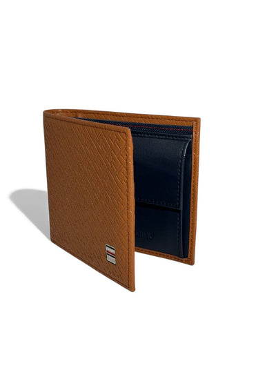 Tommy Hilfiger Brown Embossed Leather Wallet 🤎✨ | Luxury Monogram Design