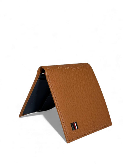 Tommy Hilfiger Brown Embossed Leather Wallet 🤎✨ | Luxury Monogram Design