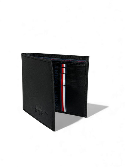 Tommy Hilfiger Classic Black Leather Wallet 🖤🇺🇸 | Signature Stitch Design