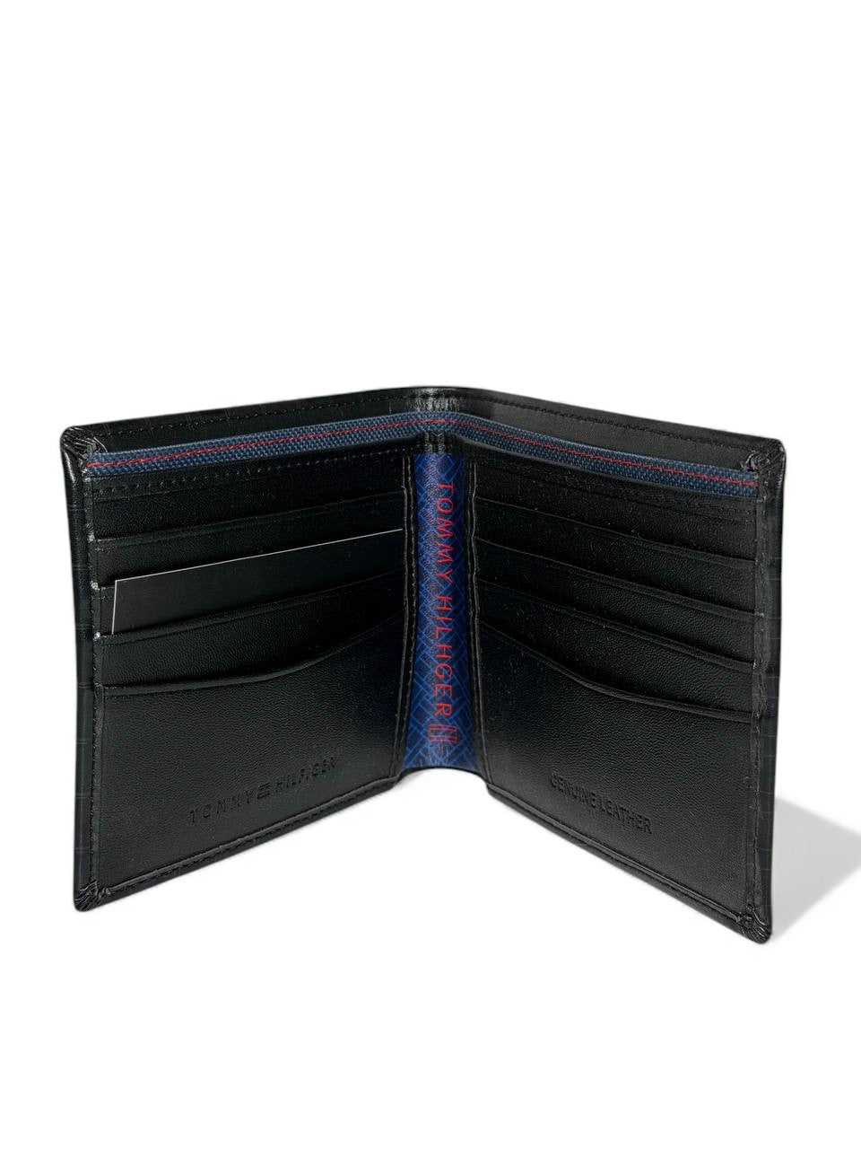 Tommy Hilfiger Grid-Pattern Leather Wallet 🖤🔳 | Premium TH Metal Logo