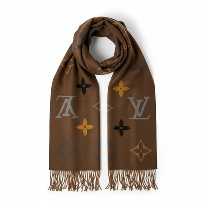 🧣 Louis Vuitton Multicolor Monogram Scarf – Caramel Brown