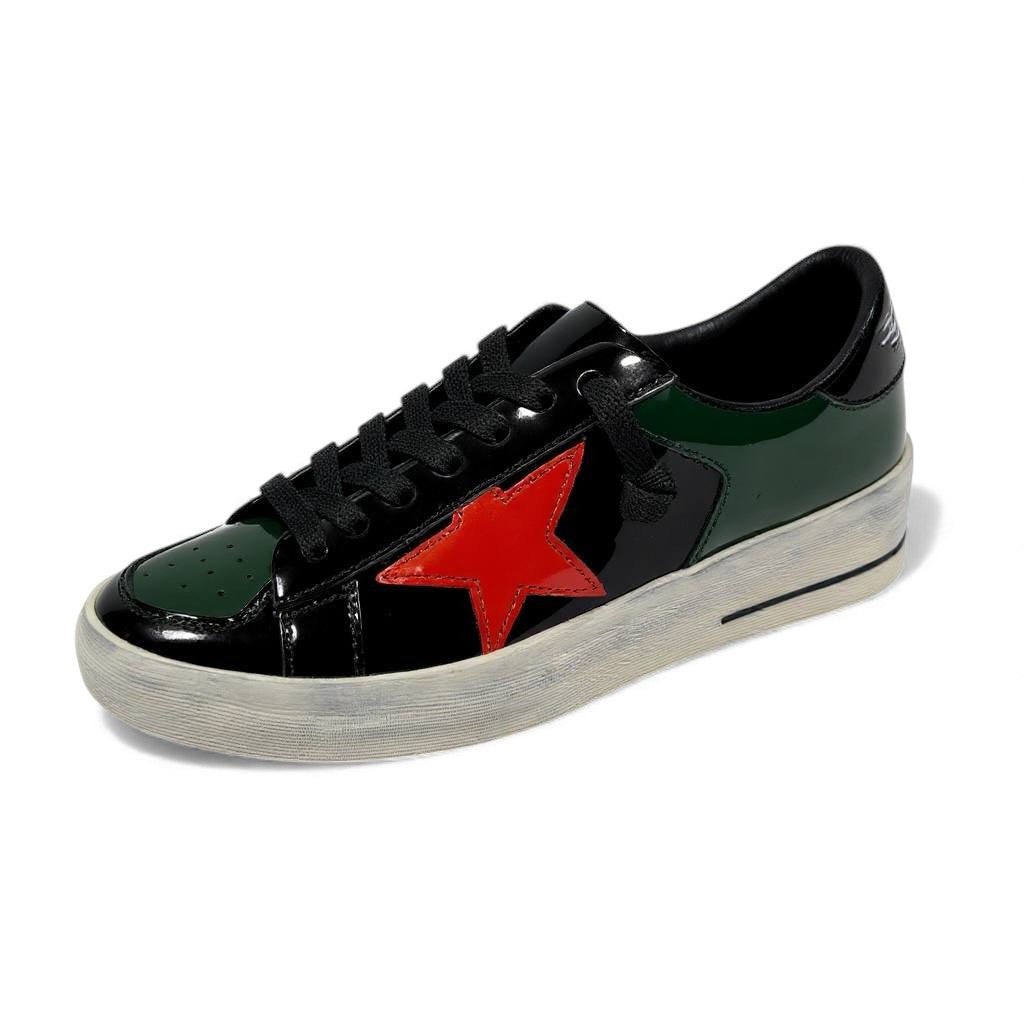 Golden Goose Star Sneaker — Black, Green & Red