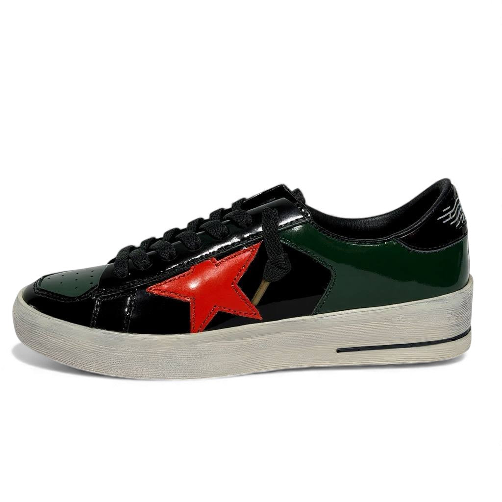 Golden Goose Star Sneaker — Black, Green & Red