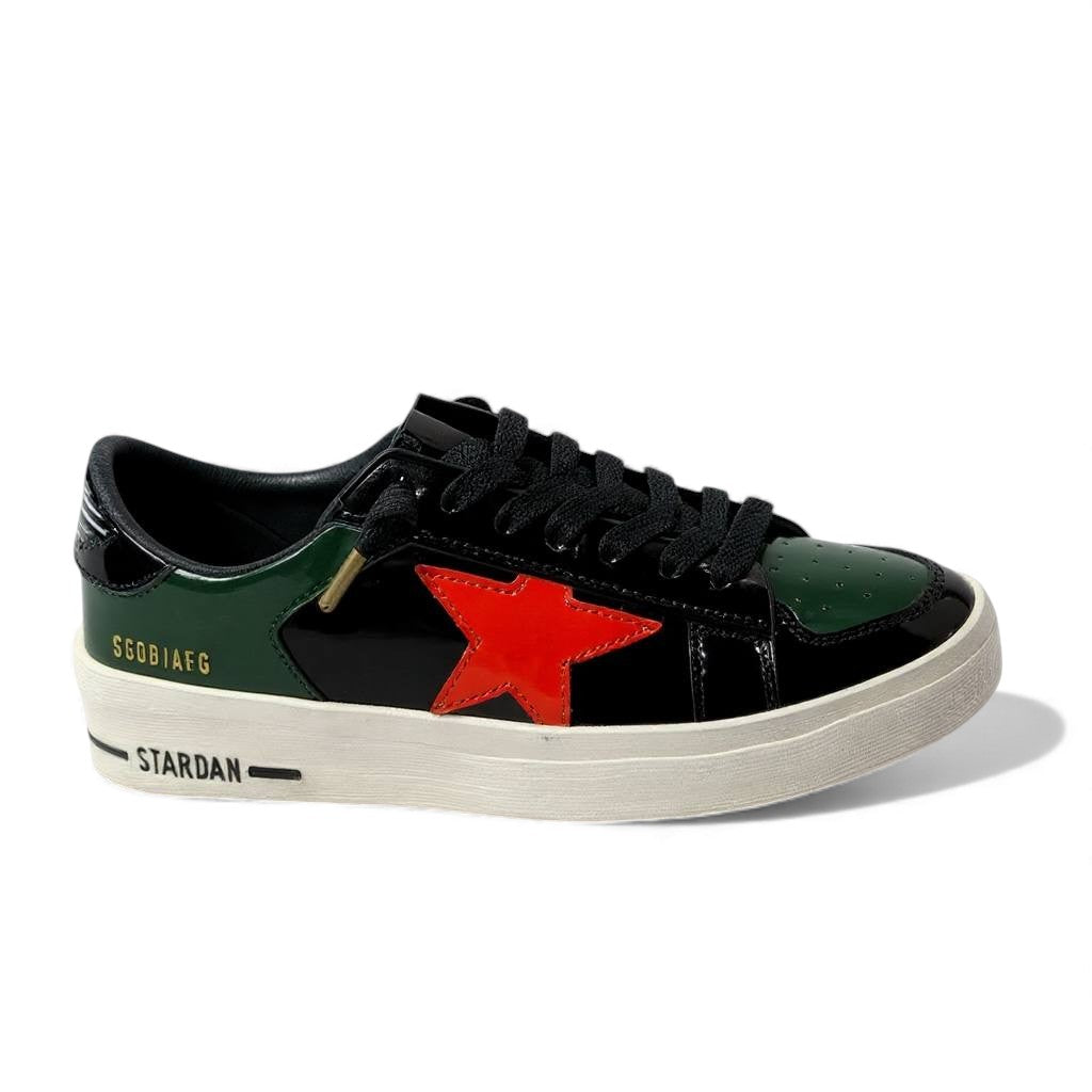 Golden Goose Star Sneaker — Black, Green & Red