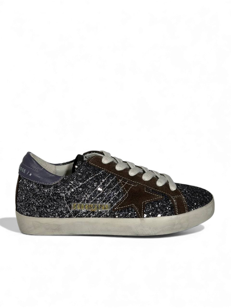 ✨ Golden Goose Glitter Star Sneakers – Black Silver Sparkle Edition ⭐✨