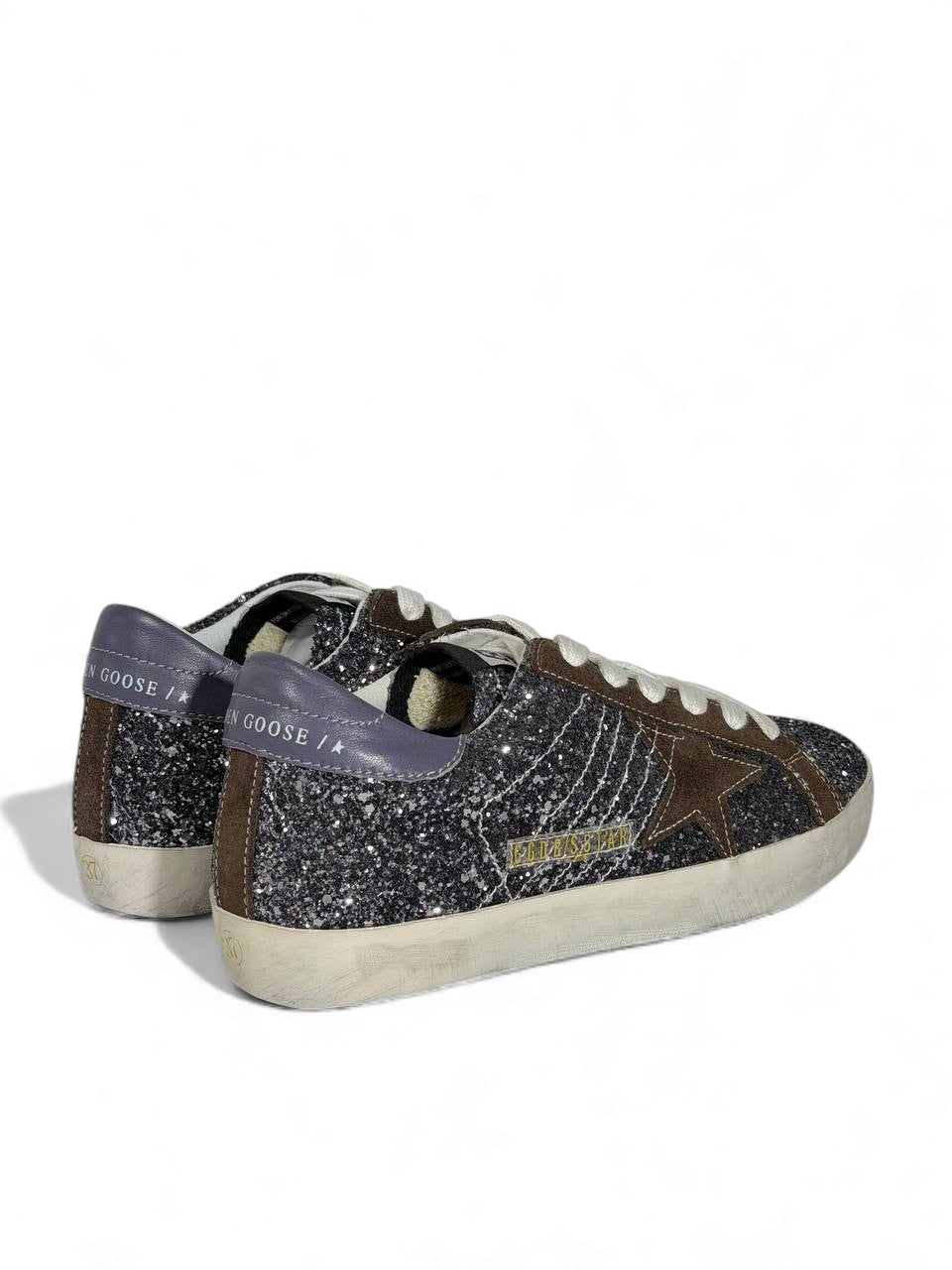 ✨ Golden Goose Glitter Star Sneakers – Black Silver Sparkle Edition ⭐✨