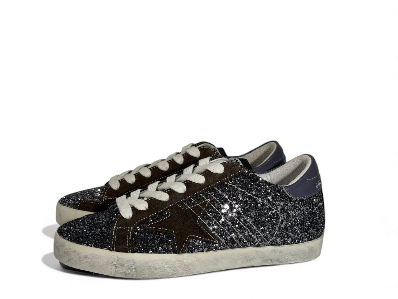 ✨ Golden Goose Glitter Star Sneakers – Black Silver Sparkle Edition ⭐✨
