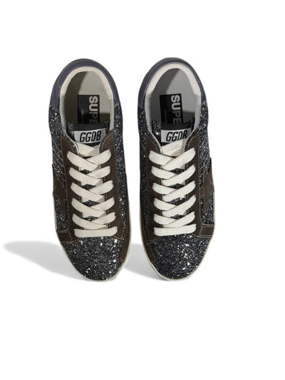 ✨ Golden Goose Glitter Star Sneakers – Black Silver Sparkle Edition ⭐✨