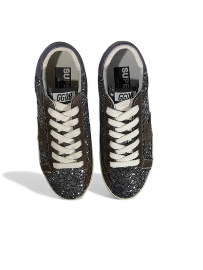 ✨ Golden Goose Glitter Star Sneakers – Black Silver Sparkle Edition ⭐✨