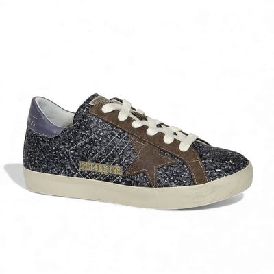 ✨ Golden Goose Glitter Star Sneakers – Black Silver Sparkle Edition ⭐✨