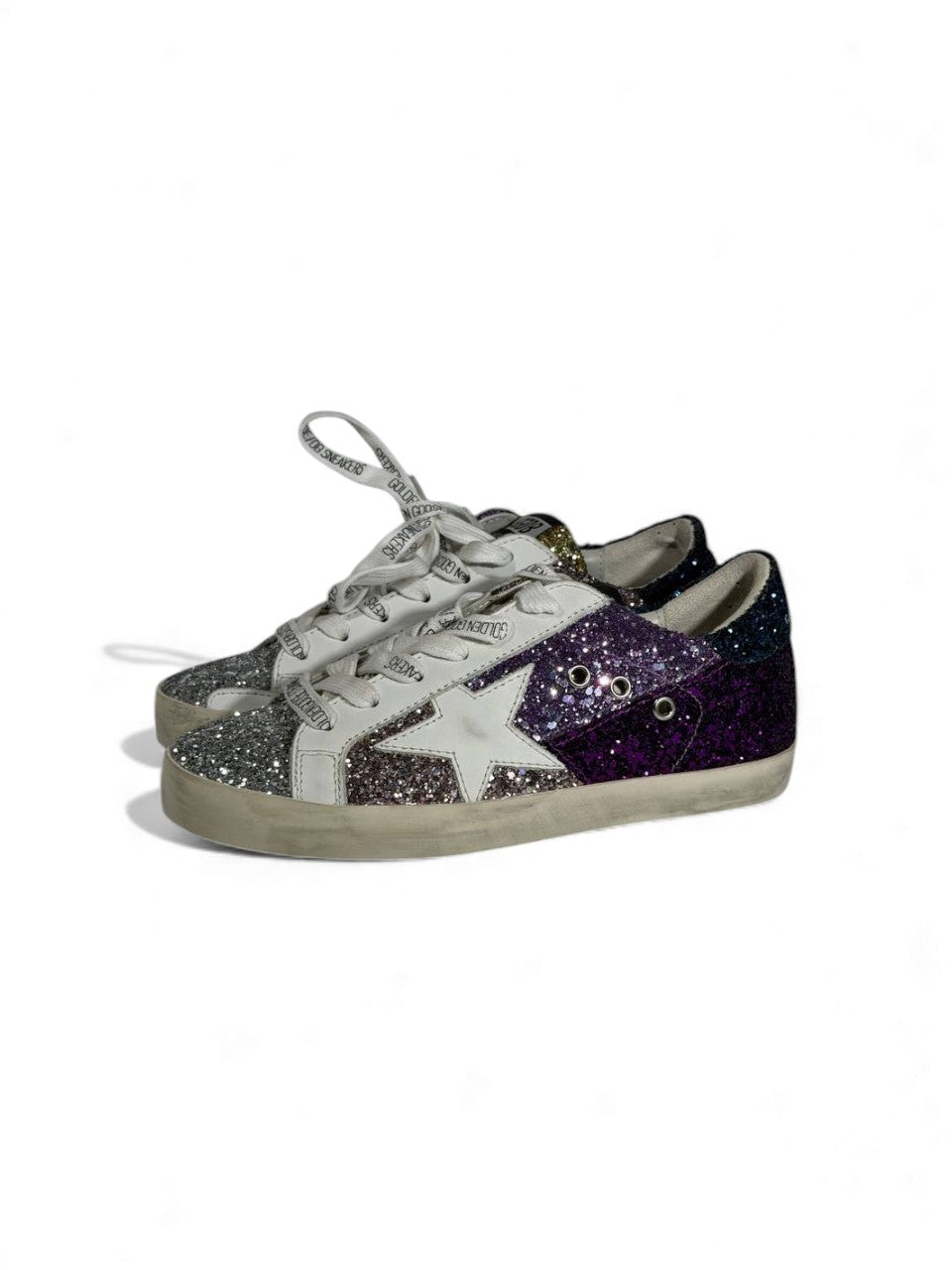 ✨ Golden Goose Multi-Color Glitter Star Sneakers – Silver to Purple Fade Edition ⭐🌈✨