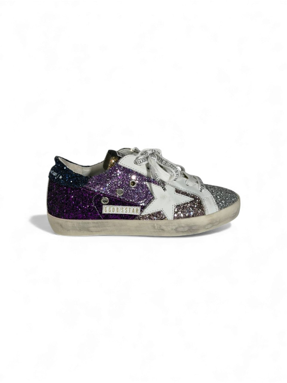 ✨ Golden Goose Multi-Color Glitter Star Sneakers – Silver to Purple Fade Edition ⭐🌈✨