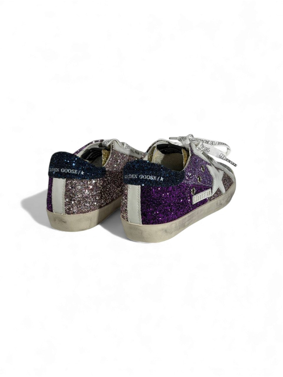 ✨ Golden Goose Multi-Color Glitter Star Sneakers – Silver to Purple Fade Edition ⭐🌈✨
