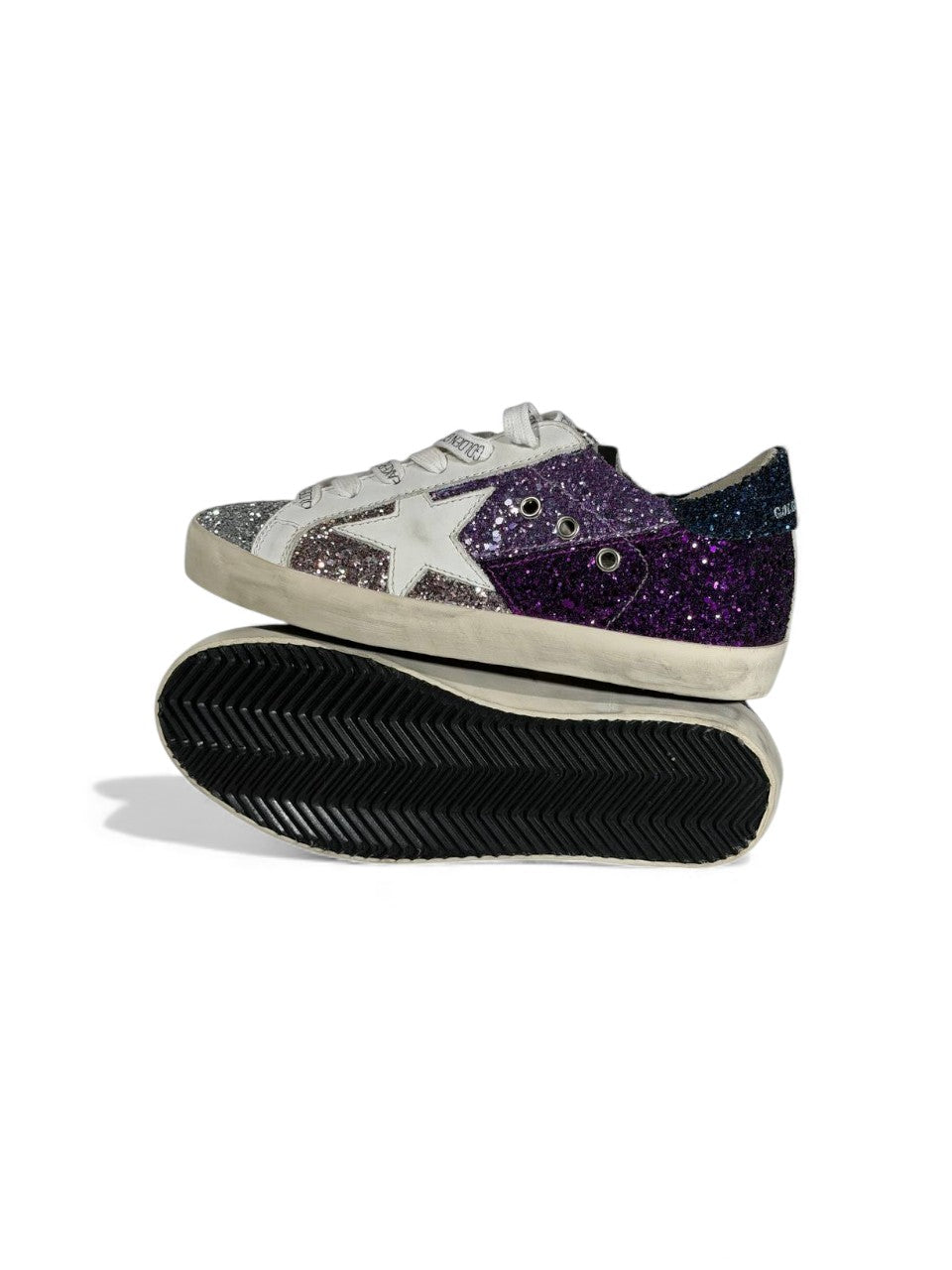✨ Golden Goose Multi-Color Glitter Star Sneakers – Silver to Purple Fade Edition ⭐🌈✨