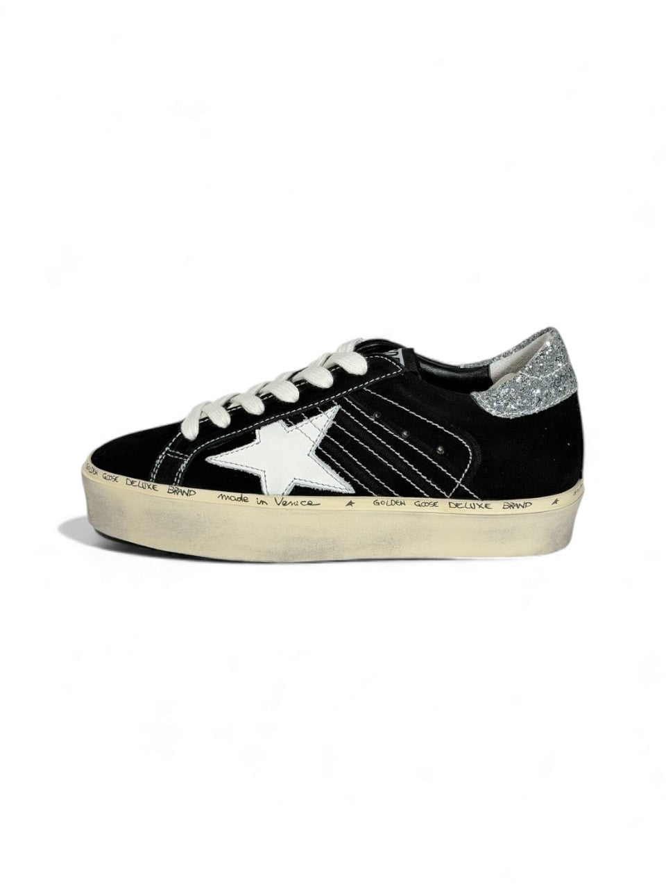 ✨ Golden Goose Black Suede Sneakers – White Star & Silver Heel Edition ⭐⚡