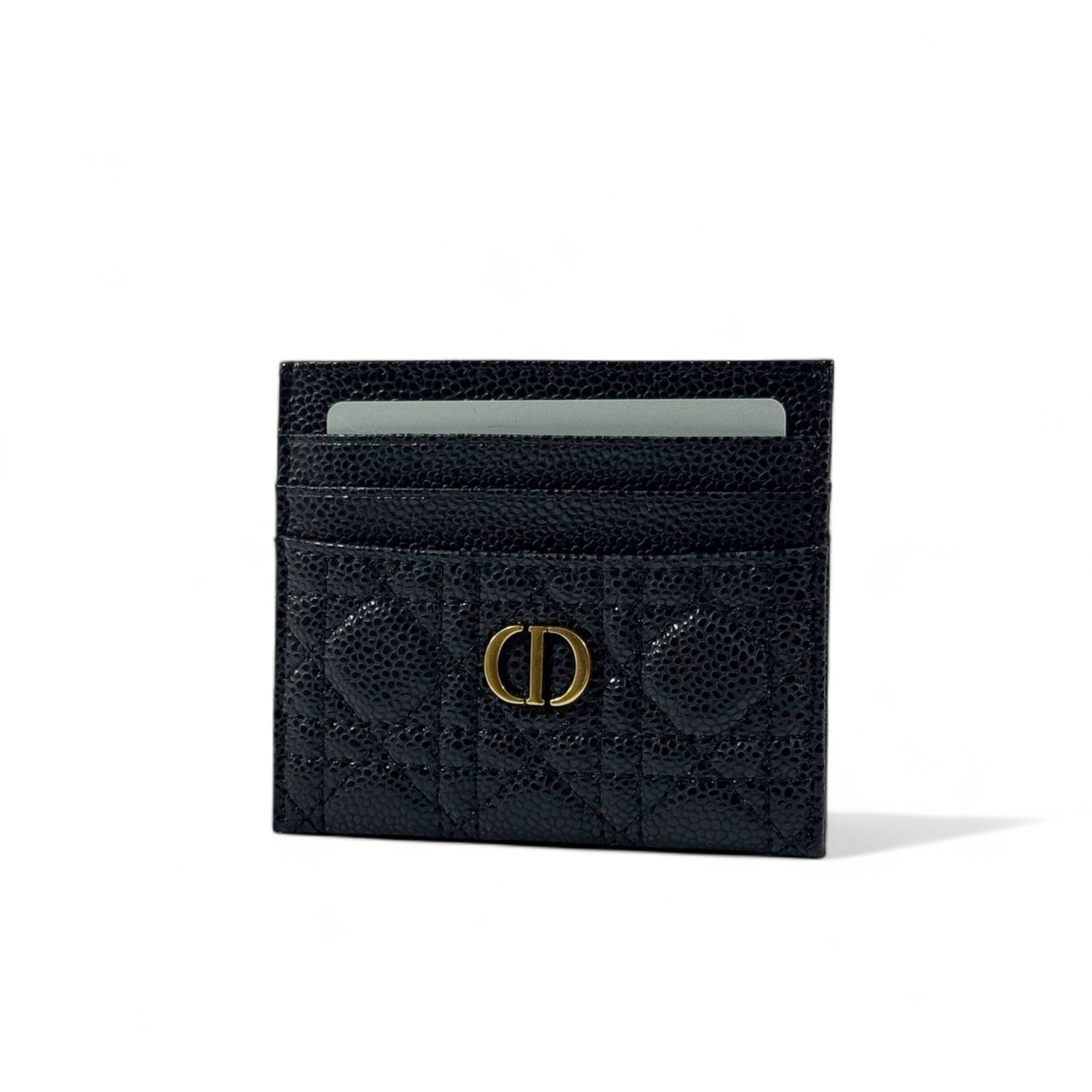 ✨ Dior Black Leather Card Holder – CD Gold Accent