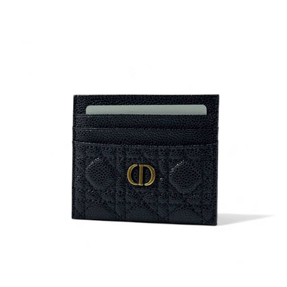 ✨ Dior Black Leather Card Holder – CD Gold Accent