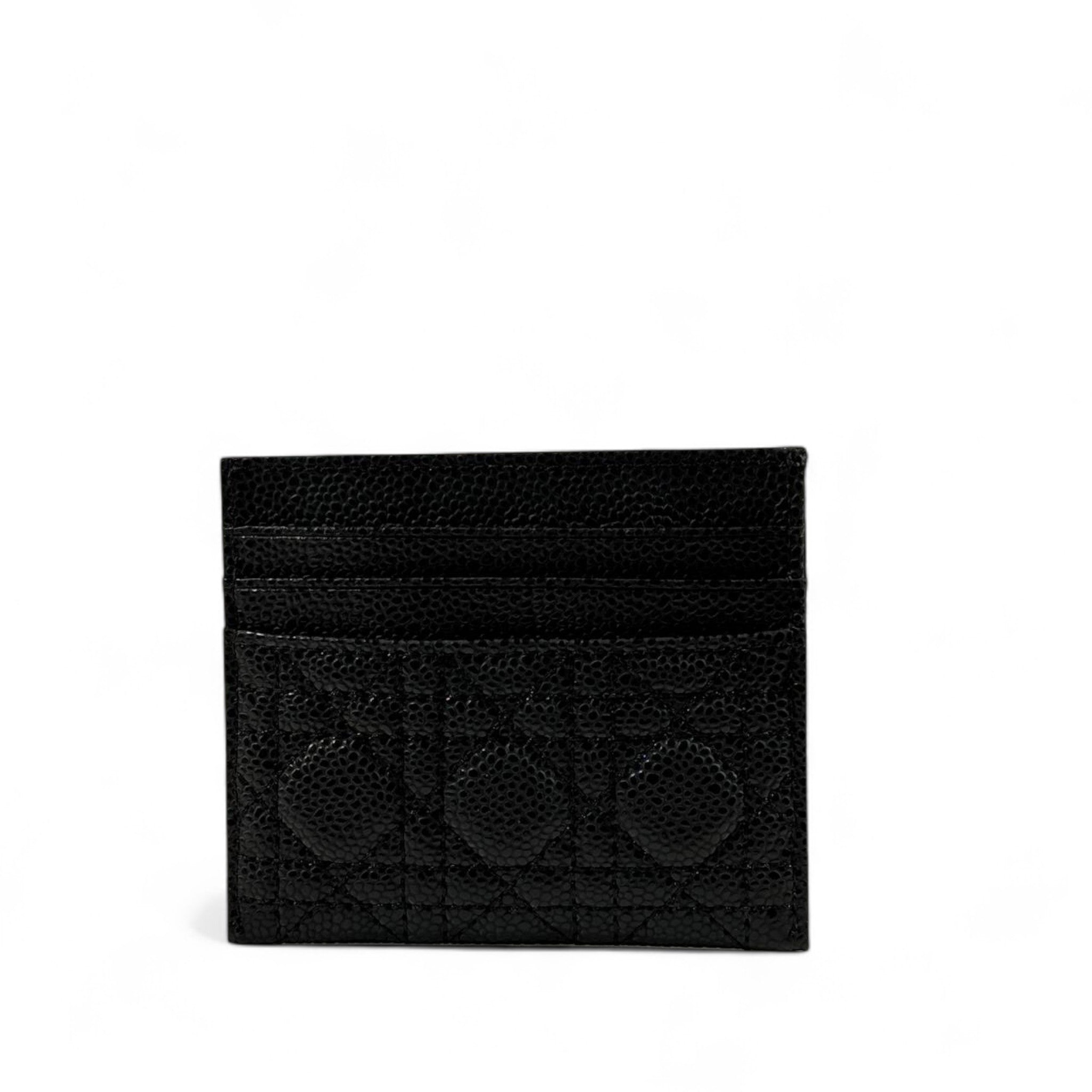 ✨ Dior Black Leather Card Holder – CD Gold Accent