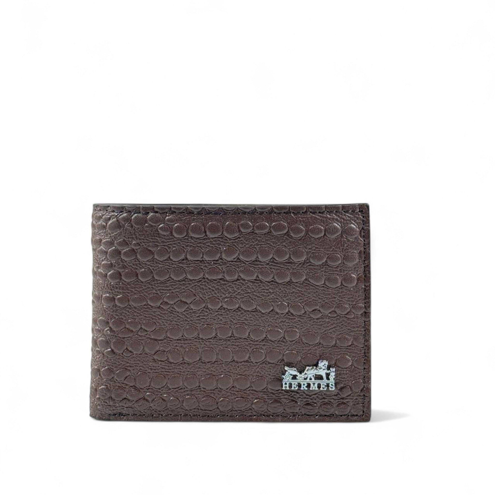 🤎 Hermès Textured Leather Wallet – Brown Classic Elegance