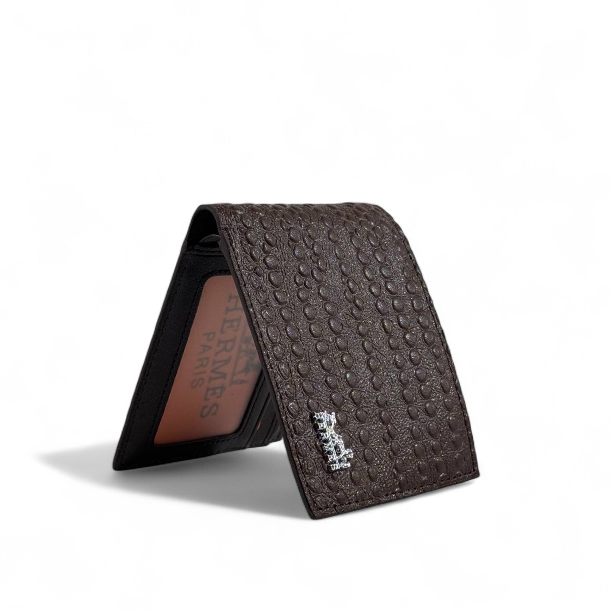 🤎 Hermès Textured Leather Wallet – Brown Classic Elegance