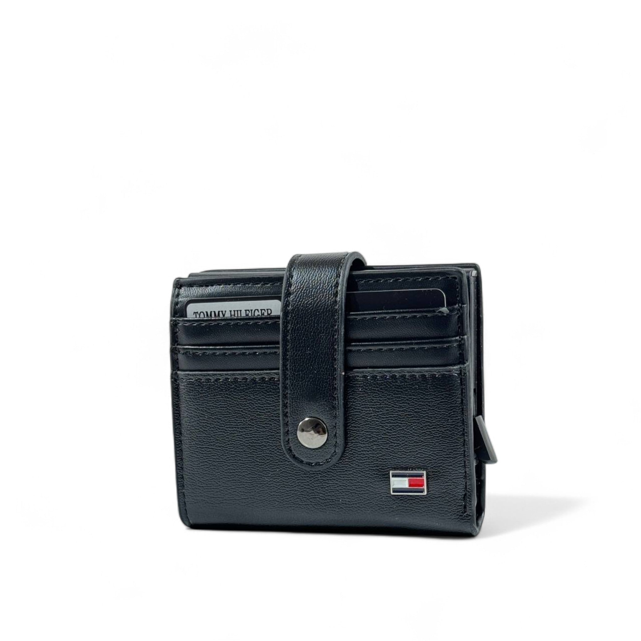 🖤 Tommy Hilfiger Black Leather Wallet – Strap Closure