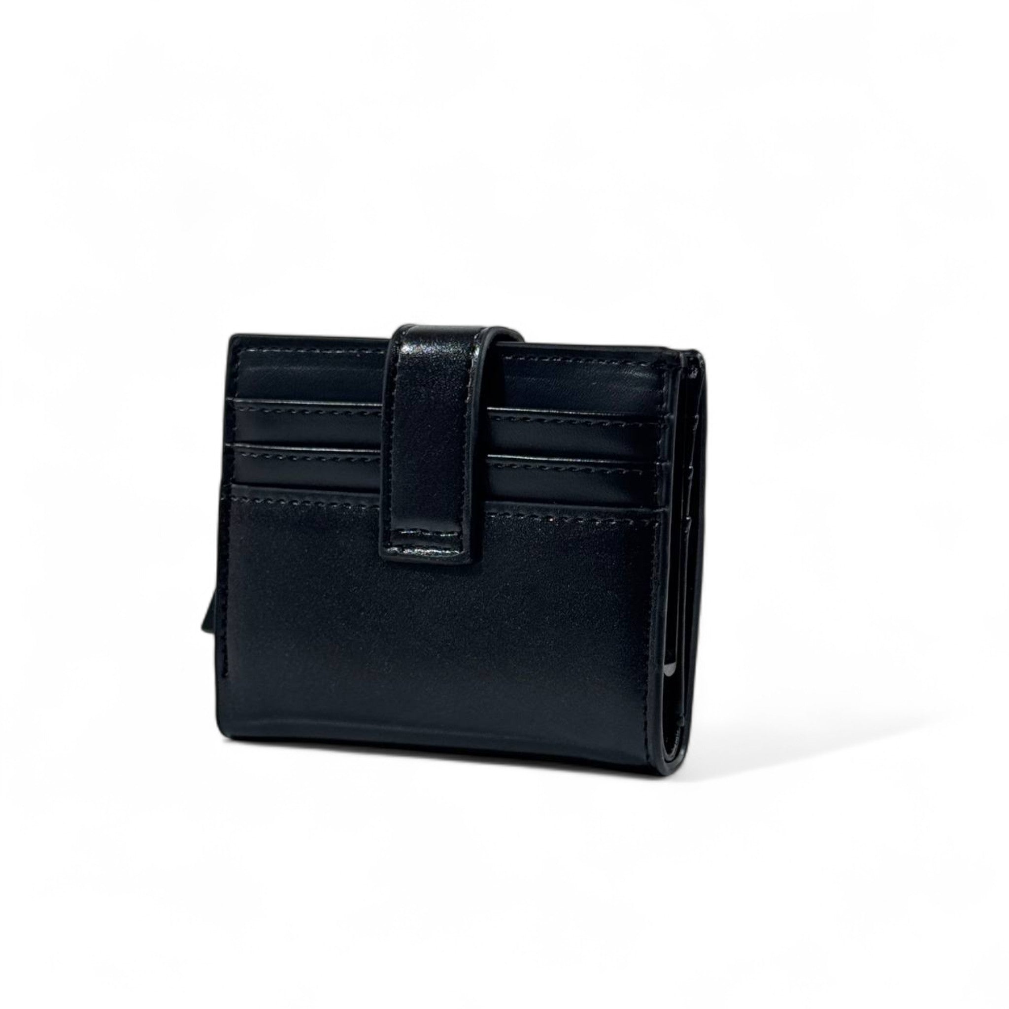 🖤 Lacoste Black Leather Wallet – Strap Closure with Crocodile Logo