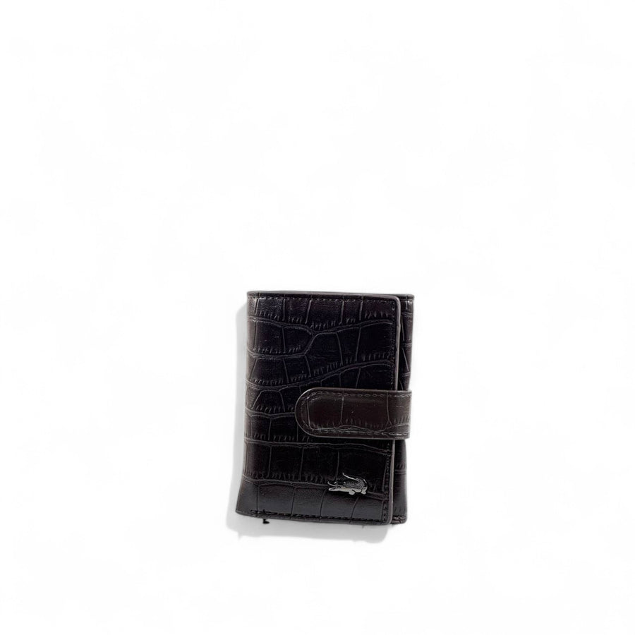 Lacoste Crocodile-Textured Wallet — Black & Brown