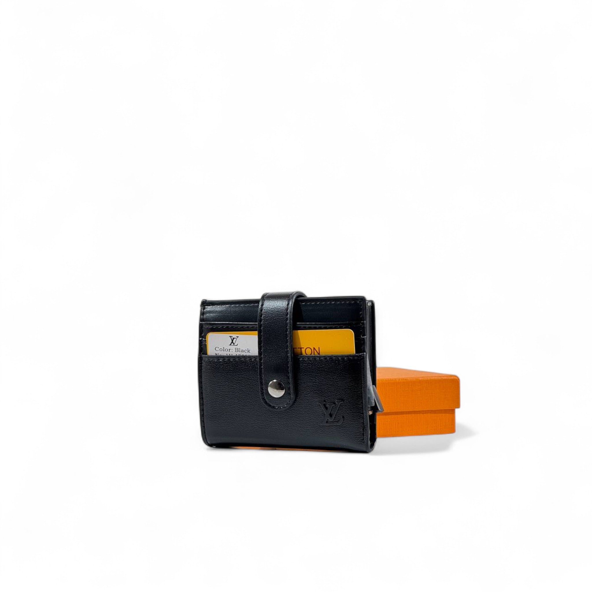 🖤 Louis Vuitton Black Leather Wallet – Strap Closure with LV Logo