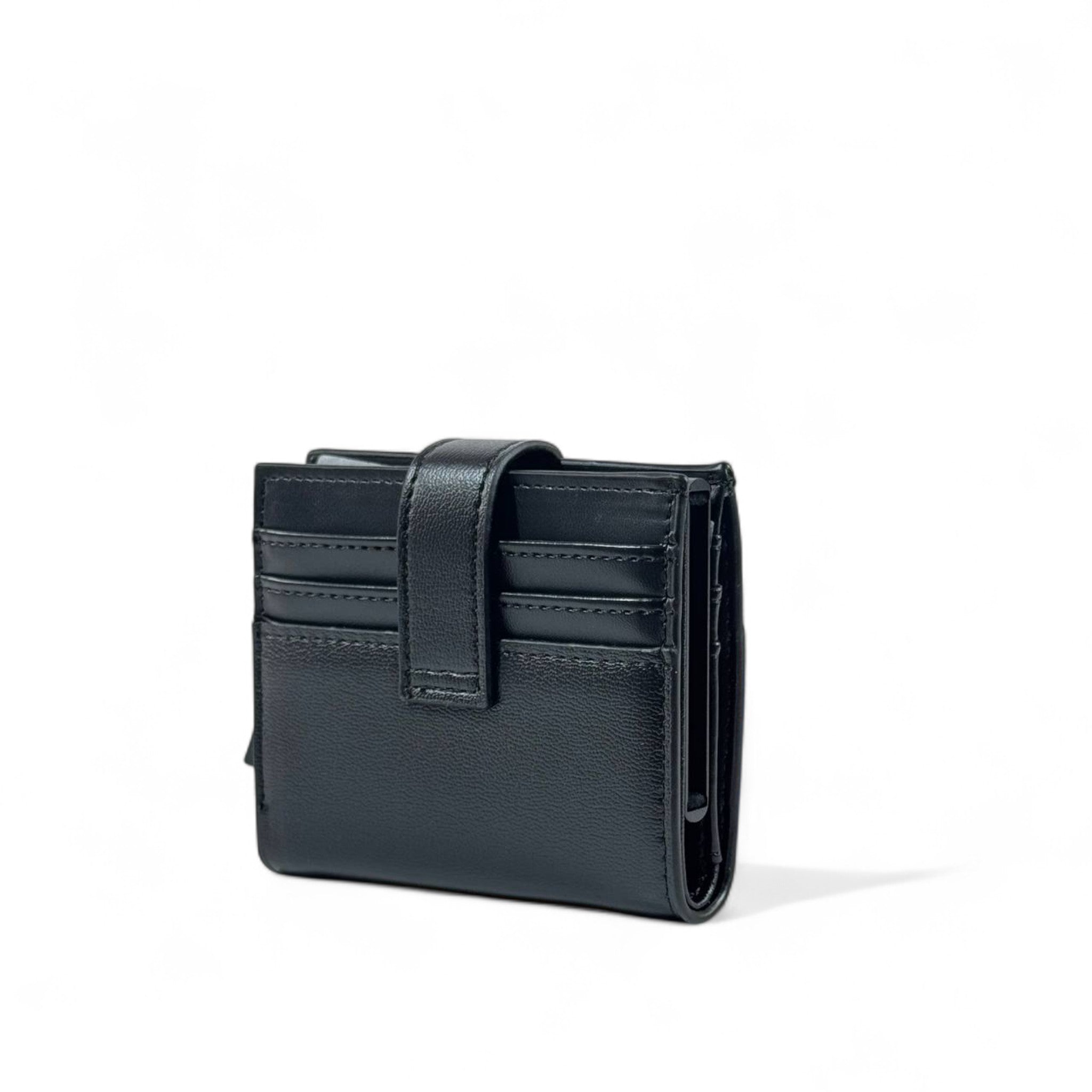 🖤 Louis Vuitton Black Leather Wallet – Strap Closure with LV Logo