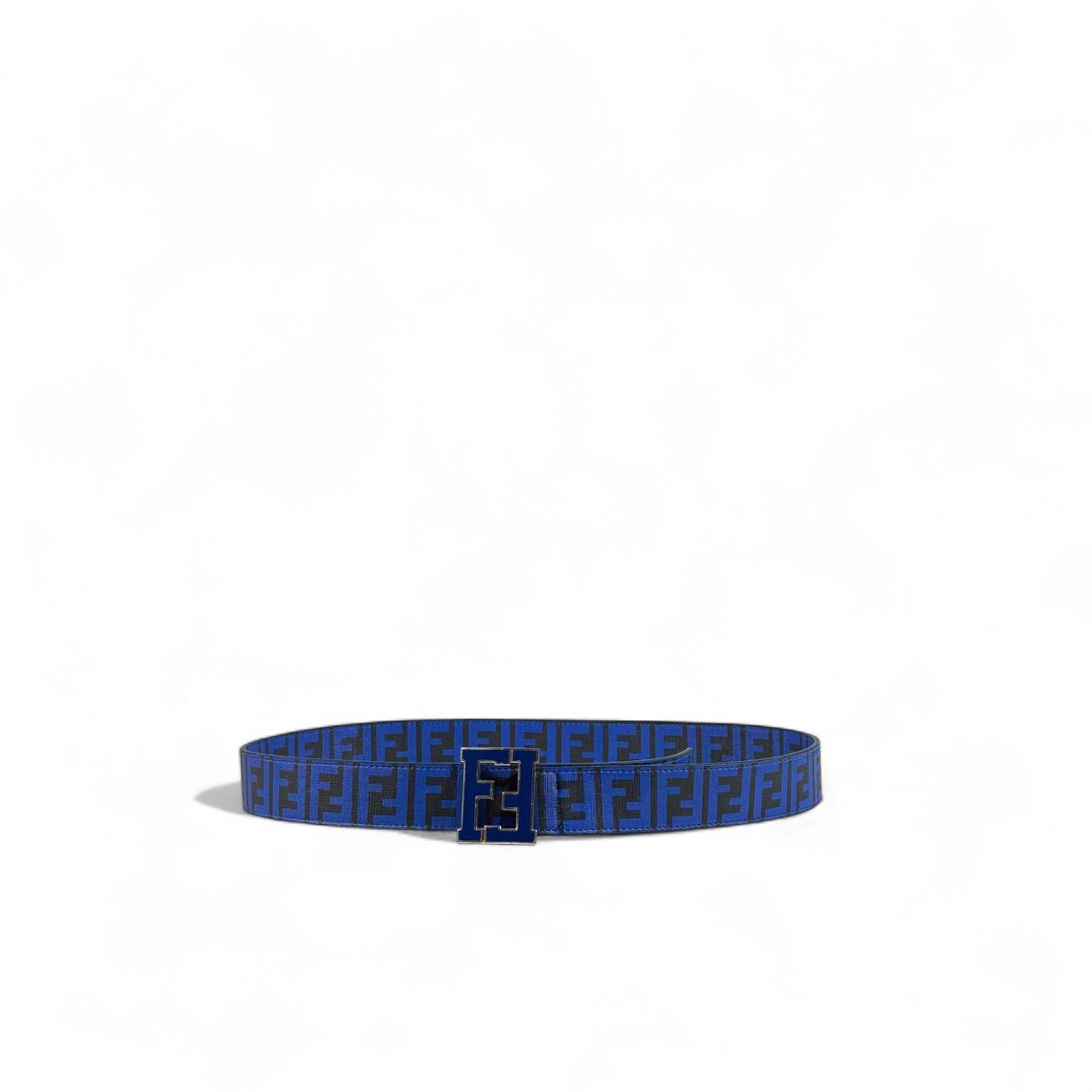💙 Fendi FF Monogram Canvas Belt – Blue Elegance | 120 cm