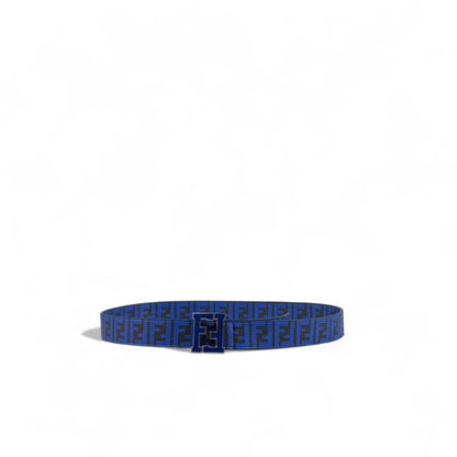 💙 Fendi FF Monogram Canvas Belt – Blue Elegance | 120 cm