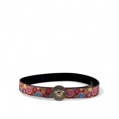 🌟 Versace Medusa Buckle Belt – Multicolor Baroque Print | 120 cm
