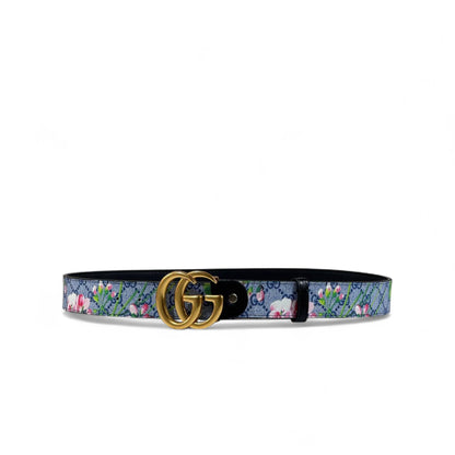 🌸 Gucci GG Supreme Floral Belt – Gold Double G Buckle | 115 cm