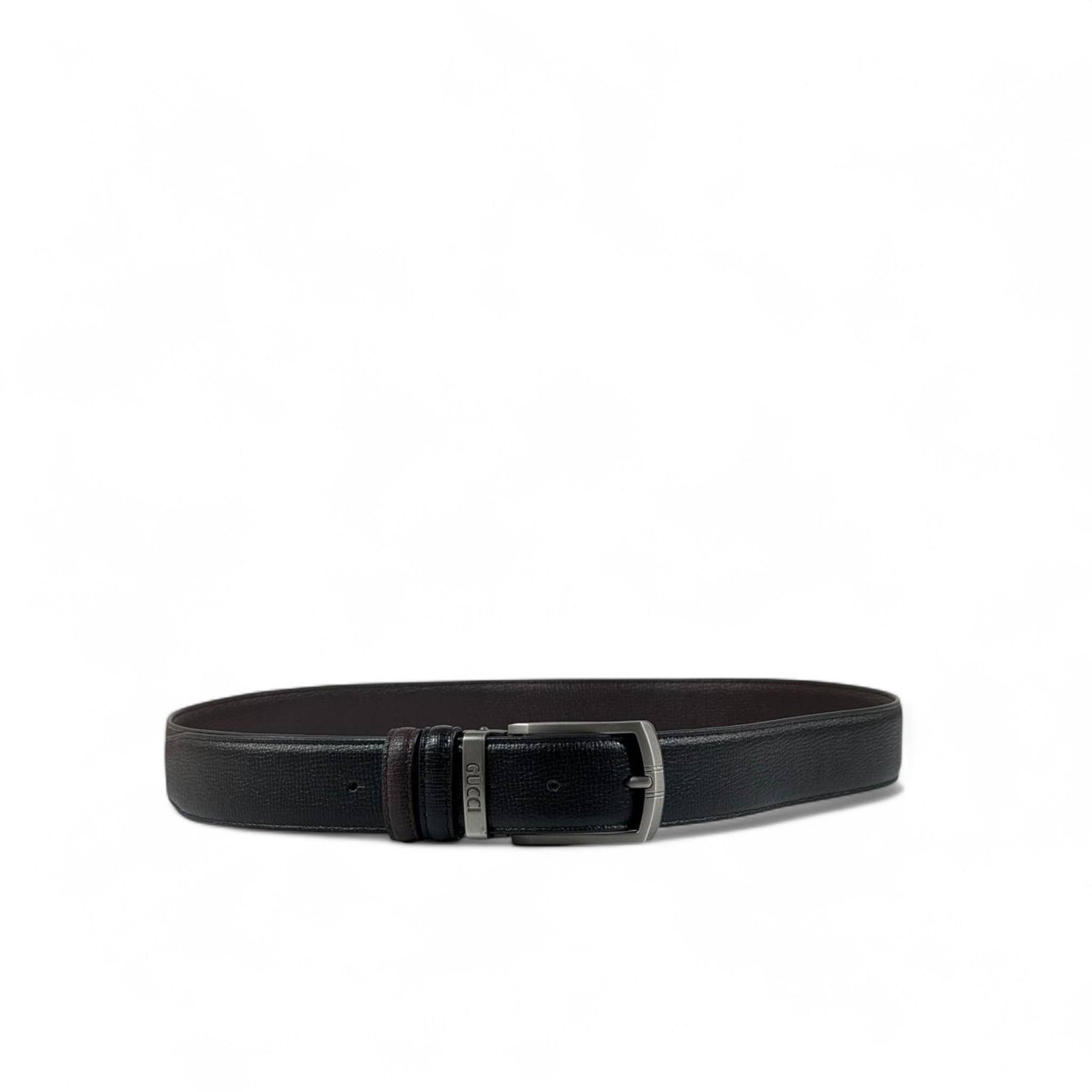 🖤 Gucci Black Leather Belt – Classic Silver Buckle | 125 cm